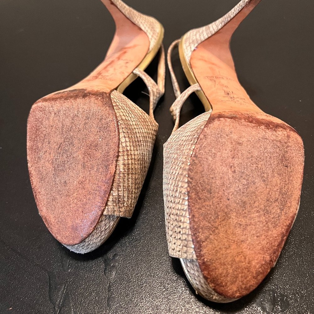 Kate Spade 7.5 Metallic Python Peep Toe - image 8